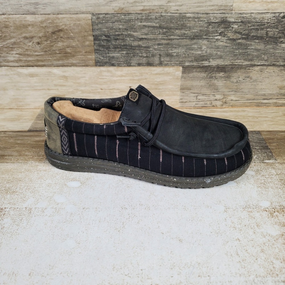 Hey Dude Wally Funk Western Mens Loafer Shoes Sz 9 Black Multi Slip On Comfort